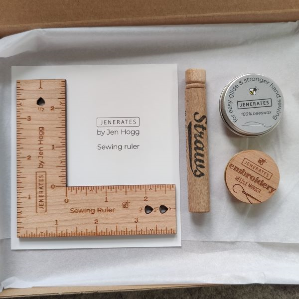 Jenerates by Jen Hogg UK box with beeswax ruler in inches