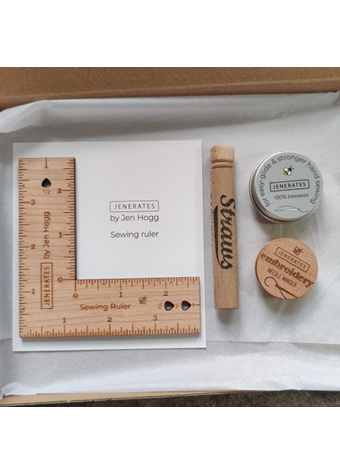 Jenerates by Jen Hogg UK box with beeswax ruler in inches