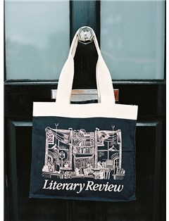 Navy and cream Literary Review tote bag