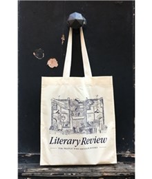 A canvas bag with Literary Review logo