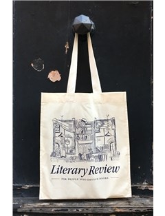 A canvas bag with Literary Review logo