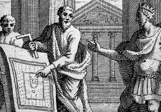 Drawing depicting the legend of the Quatuor Coronati